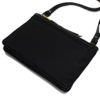 Prada Logo Tessuto Nylon Soft Calf Trim Black Cross Body Bag 1BH046