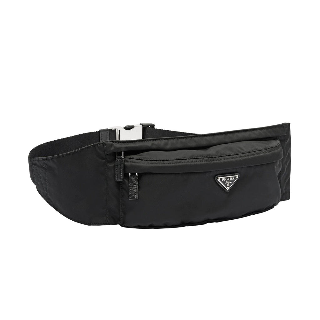 Prada Marsupio Black Nylon Saffiano Trim Triangle Logo Belt Bag 2VL132