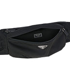 Prada Marsupio Black Nylon Saffiano Trim Triangle Logo Belt Bag 2VL132