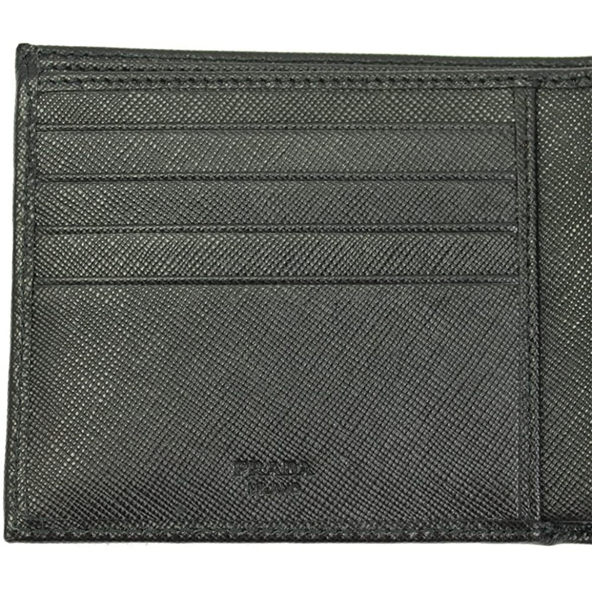 Prada Men's Black Saffiano Leather Logo Billfold Bifold Wallet 2MO738