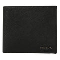 Prada Nero Black Grey Saffiano Cuir Leather Billfold Wallet 2M0513
