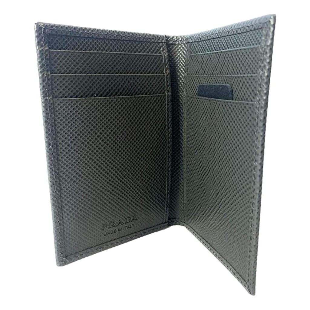 Prada Men's Saffiano Leather Vertical Card Black Holder 2MC101