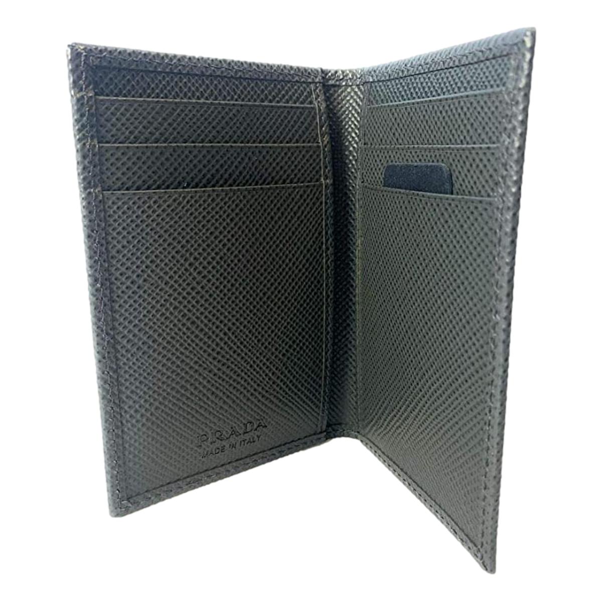 Prada Men's Saffiano Leather Vertical Card Black Holder 2MC101