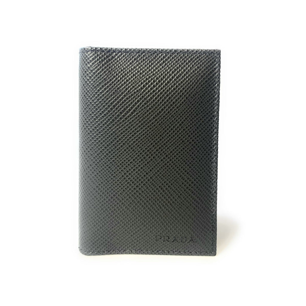 Prada Men's Saffiano Leather Vertical Card Black Holder 2MC101