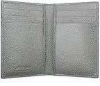 Prada Men's Vitello Micro Grain Black Grey Leather Vertical Card Holder 2MC101