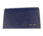 Prada Mens Saffiano Flap Card Holder Wallet Baltico Blue 2MC122