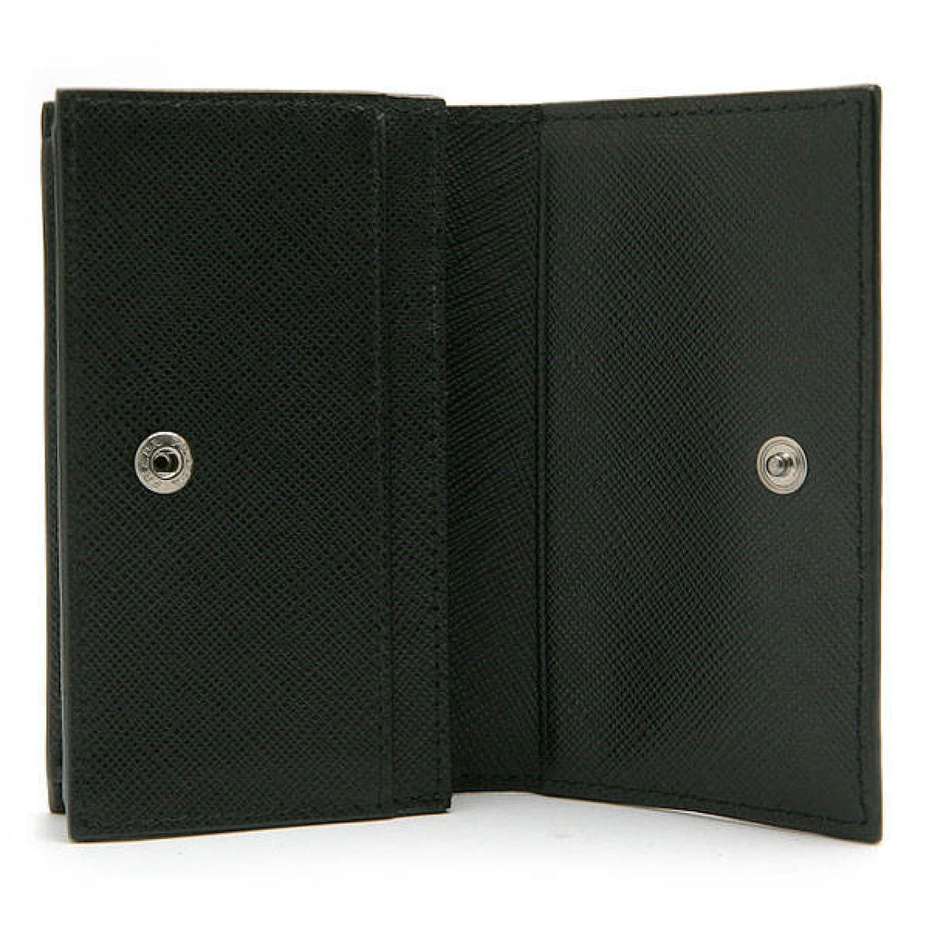 Prada Mens Saffiano Flap Card Holder Wallet Black 2MC122