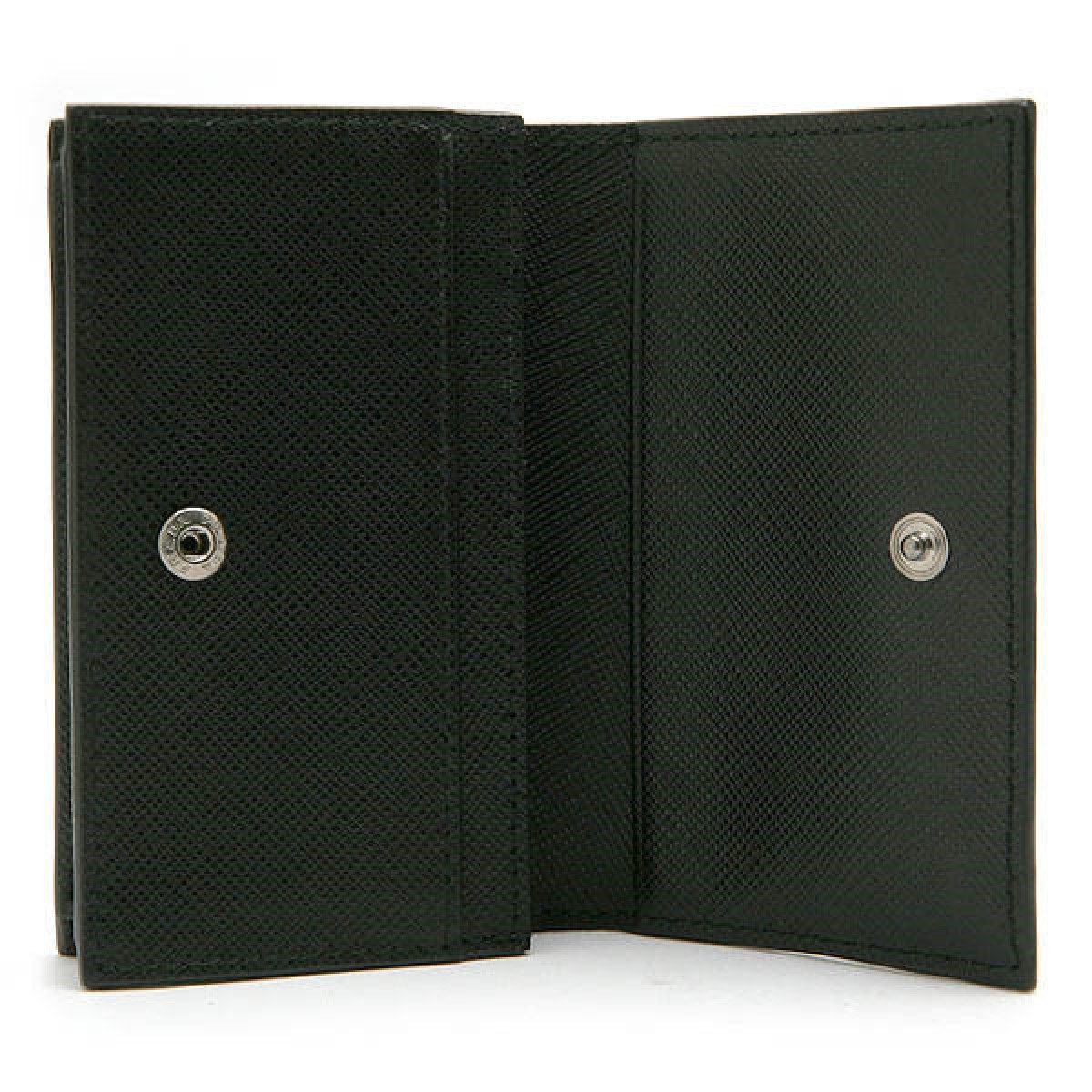 Prada Mens Saffiano Flap Card Holder Wallet Black 2MC122