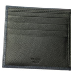 Prada Navy Black Bicolor Saffiano Leather Logo Bifold Wallet 2MO738