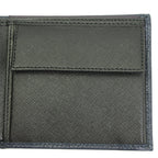 Prada Navy Black Bicolor Saffiano Leather Logo Bifold Wallet 2MO738
