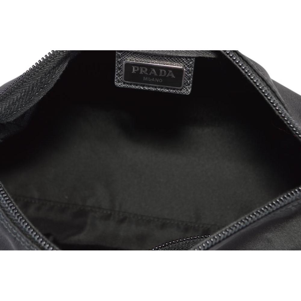Prada Necessaire Black Tessuto Nylon Small Toiletry Case 1NA011