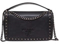 Prada Pattina Glace Calf Leather Nero Black Pattina Studded Bag 1BD147