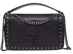 Prada Pattina Glace Calf Leather Nero Black Pattina Studded Bag 1BD147