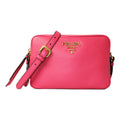 Prada Peonia Pink Vitello Phenix Leather Double Zip Crossbody 1BH079