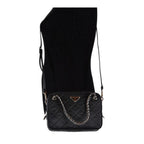 Prada Black Tessuto Nylon Quilted Triangle Logo Cross Body Bag 1BH910