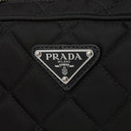 Prada Black Tessuto Nylon Quilted Triangle Logo Cross Body Bag 1BH910