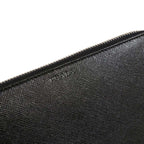 Prada Saffiano Active Black Leather Stripe Zip Around Wallet 2ML317