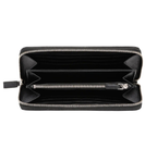Prada Saffiano Active Black Leather Stripe Zip Around Wallet 2ML317