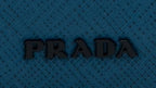 Prada Saffiano Active Coblato Blue Leather Baltico Stripe Zip Around Wallet 2ML317