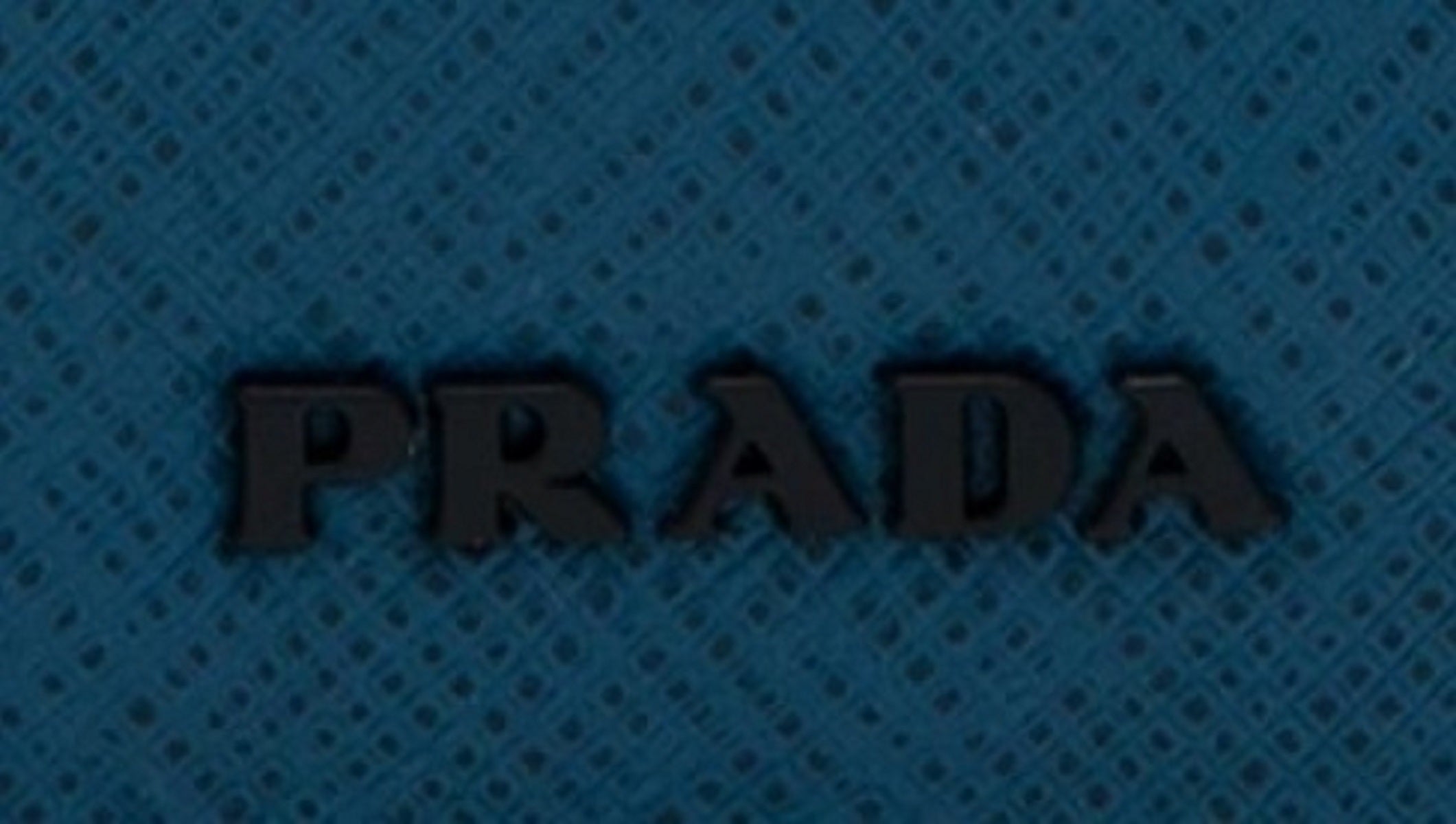 Prada Saffiano Active Coblato Blue Leather Baltico Stripe Zip Around Wallet 2ML317