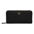 Prada Black Saffiano Leather Zip Around Wallet 1ML506