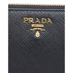 Prada Black Saffiano Leather Zip Around Wallet 1ML506