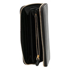 Prada Black Saffiano Leather Zip Around Wallet 1ML506