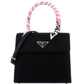 Prada Tessuto Foulard Handbag Silk Wrapped Handle Black Petalo 1BA656