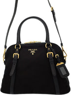 Prada Tessuto Nylon Saffiano Leather Black Satchel Bag 1BB013