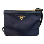 Prada Tessuto Nylon Blue Zip Calf Leather Cross Body Bag 1BH046