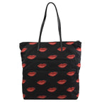 Prada Tessuto Nylon Red Lips Black Shopping Tote 1BY300