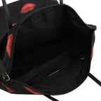 Prada Tessuto Nylon Red Lips Black Shopping Tote 1BY300