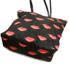Prada Tessuto Nylon Red Lips Black Shopping Tote 1BY300