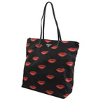 Prada Tessuto Nylon Red Lips Black Shopping Tote 1BY300