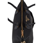 Prada Tessuto Nylon Saffiano Leather Trim Black Medium Satchel 1BA278