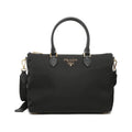 Prada Tessuto Nylon Saffiano Leather Trim Black Medium Satchel 1BA278