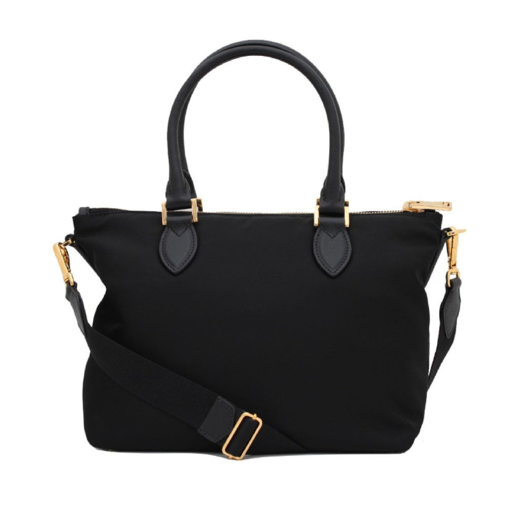 Prada Tessuto Nylon Saffiano Leather Trim Black Small Satchel 1BA275
