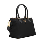 Prada Tessuto Nylon Saffiano Leather Trim Black Small Satchel 1BA275