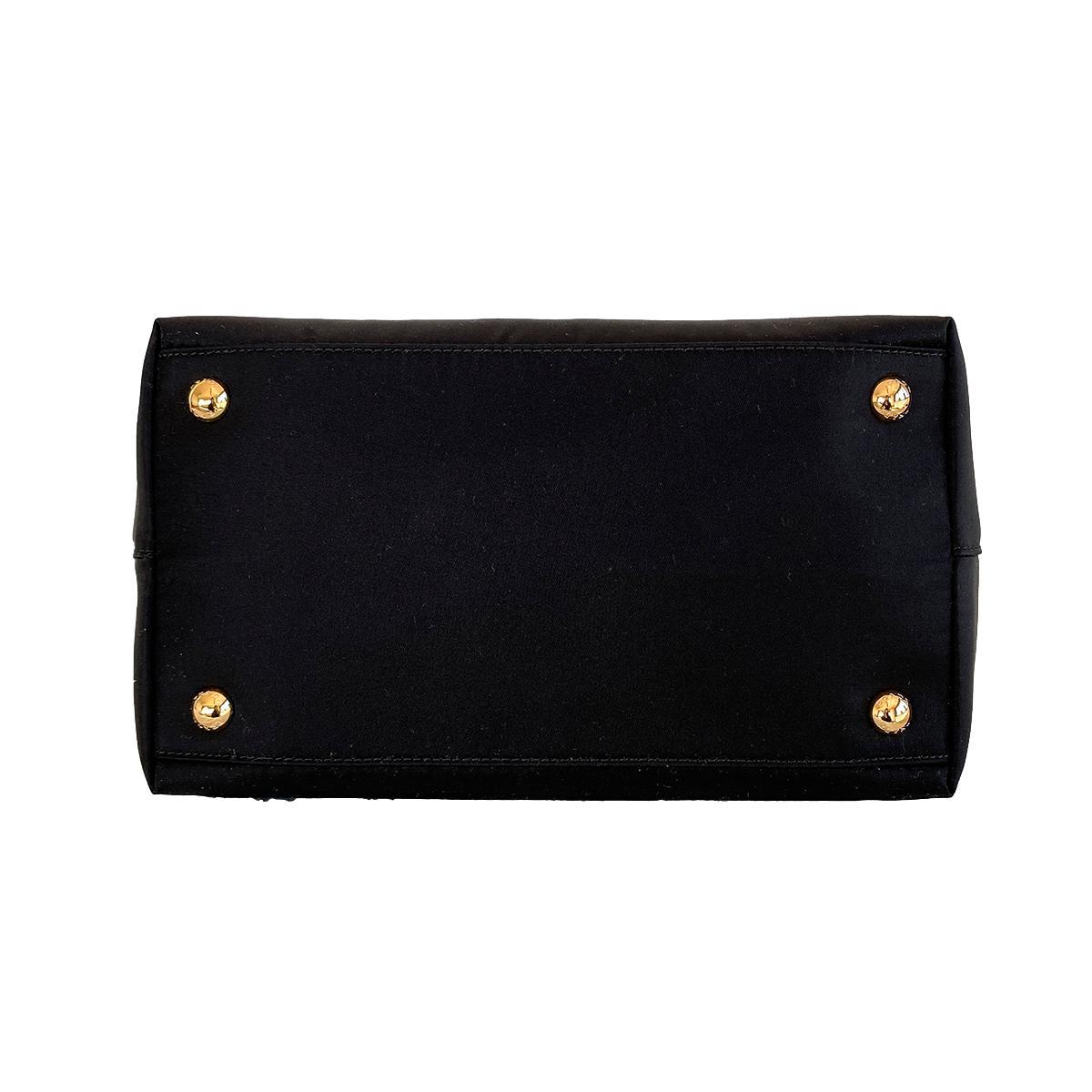 Prada Tessuto Nylon Saffiano Leather Trim Black Small Satchel 1BA275