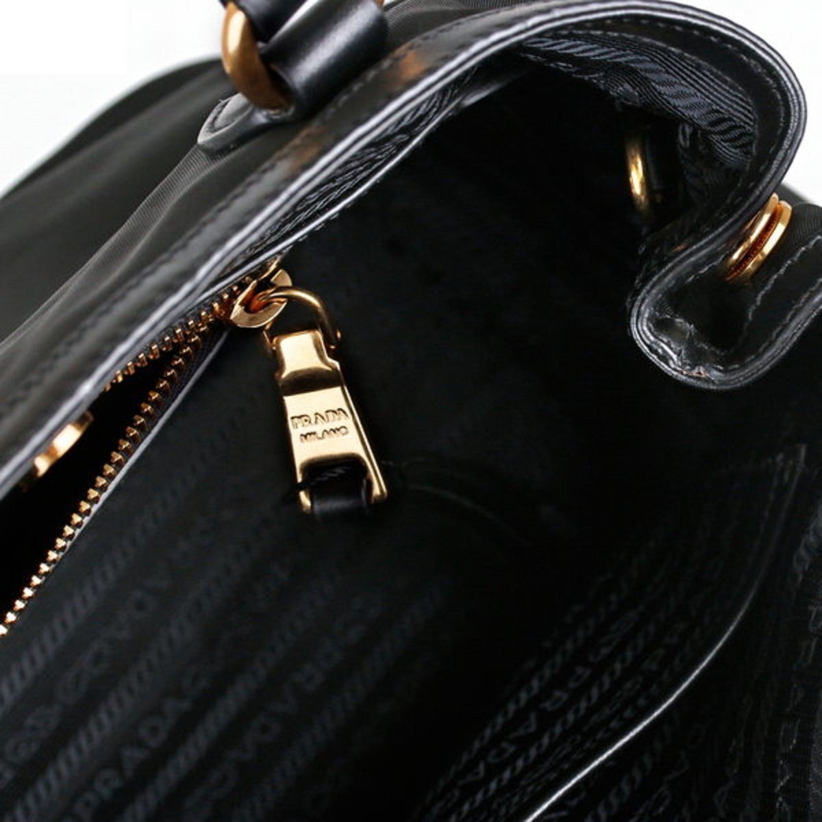 Prada Black Tessuto Nylon Soft Calf Leather Trim Cross Body Bag 1BA172