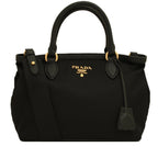 Prada Black Tessuto Nylon Soft Calf Leather Trim Cross Body Bag 1BA172