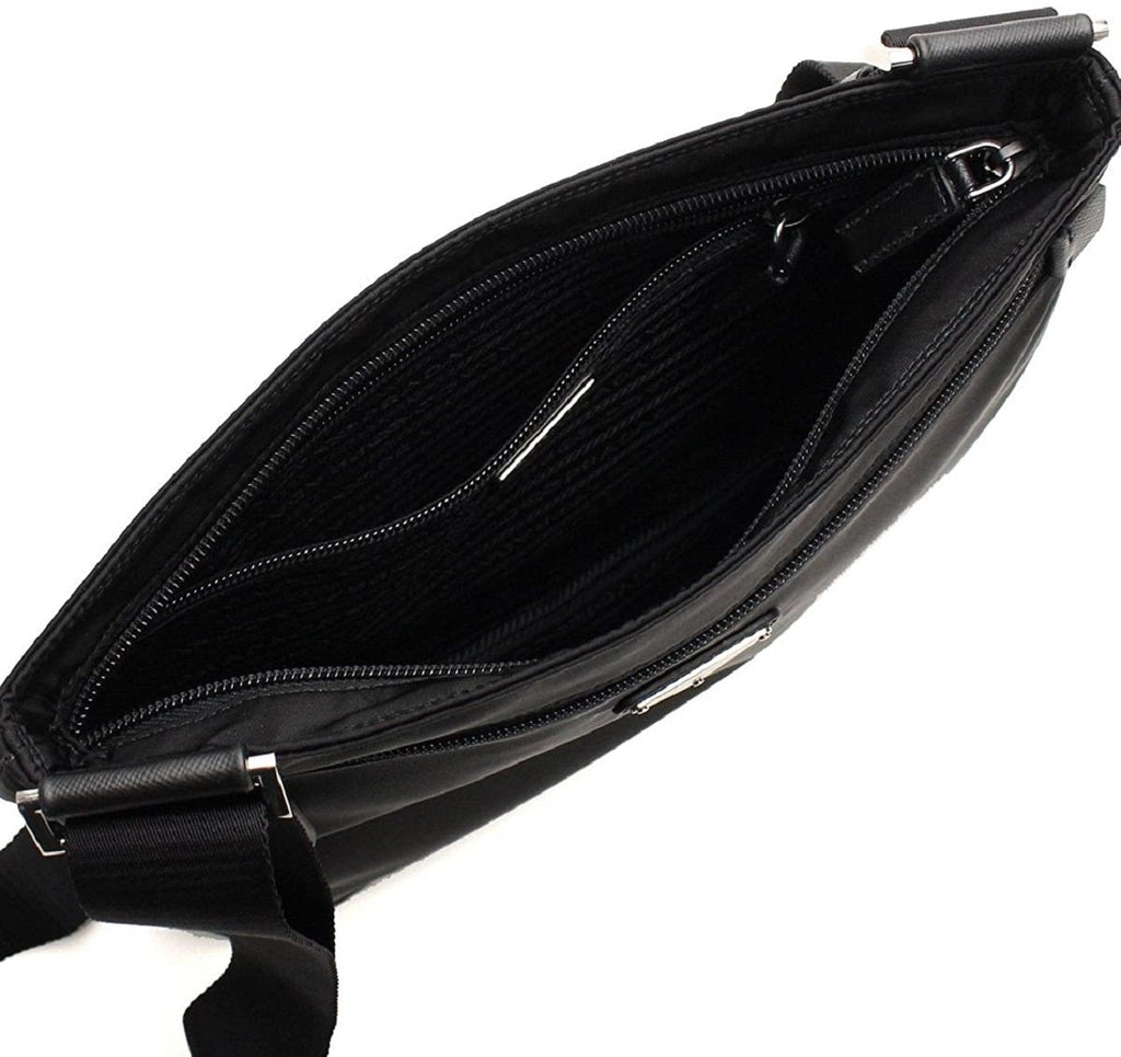 Prada Tessuto Saffiano Black Messenger Bag Cross Body 2VH563