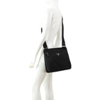 Prada Tessuto Saffiano Black Messenger Bag Cross Body 2VH563