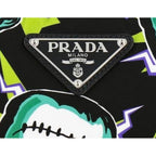 Prada Thunder Frankenstein Black Leather Studded Wristlet Bag 2NH005