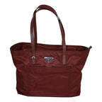 Prada Vela Bordeaux Red Tessuto Nylon Saffiano Leather Trim Tote Bag 1BG052