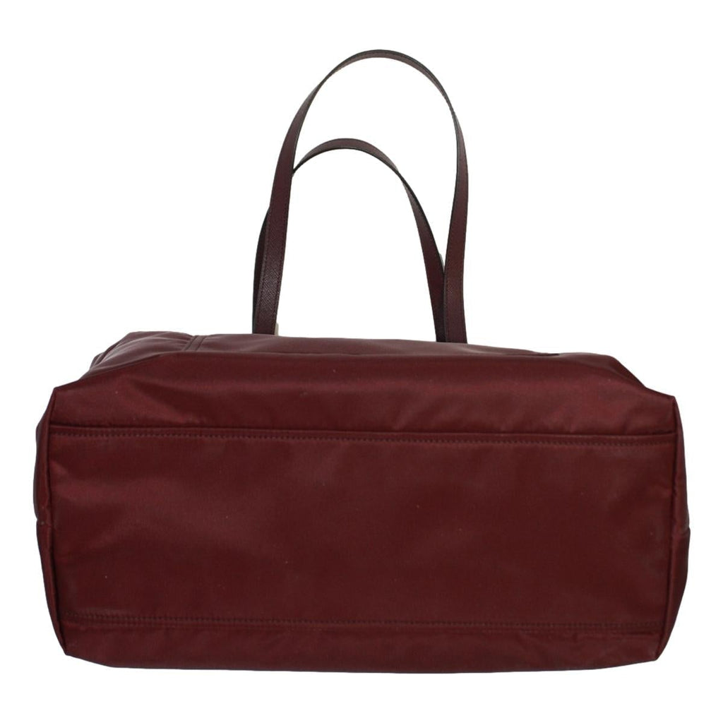 Prada Vela Bordeaux Red Tessuto Nylon Saffiano Leather Trim Tote Bag 1BG052