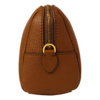 Prada Vitello Daino Cannella Brown Leather Cosmetic Pouch 1ND004
