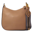 Prada Vitello Daino Tan Leather Bag Nylon Web Striped Strap 1BC166 - 1BC052