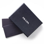 Prada Vitello Grain Leather Bluette Blue Gold Logo Card Holder 1MC208