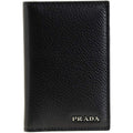 Prada Black Navy Vitello Micro Grain Mens Vertical Card Holder 2MC035